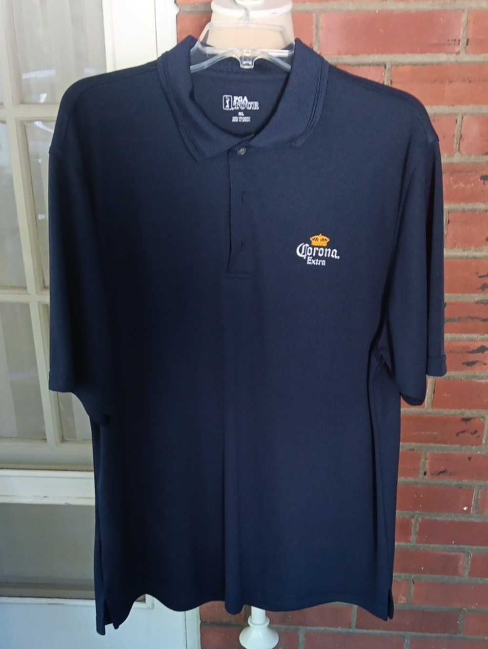 PGA Tour Men's XL Navy 3 Button Golf Polo with Corona Extra Embroidered Logo